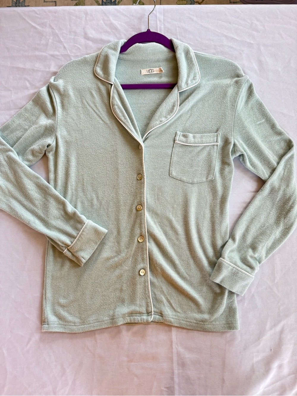 UGG Sage Green Loungewear Set - Button Top & Elastic Shorts - Picture 3 of 5